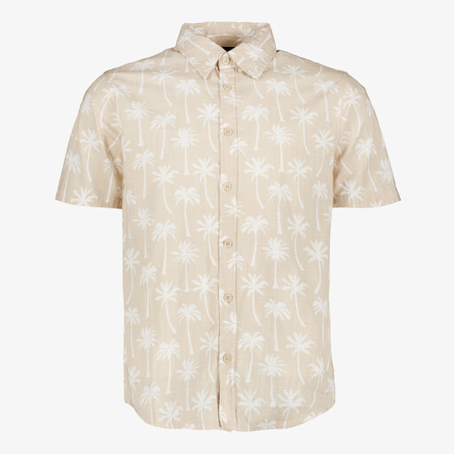 Heren overhemd korte mouw met palmbomen