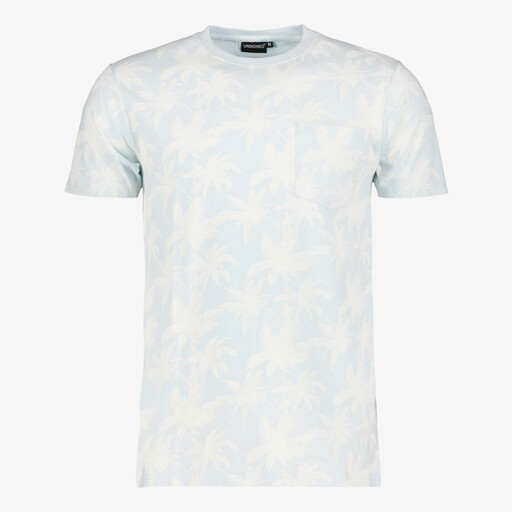Heren T-shirt met palmbomen lichtblauw