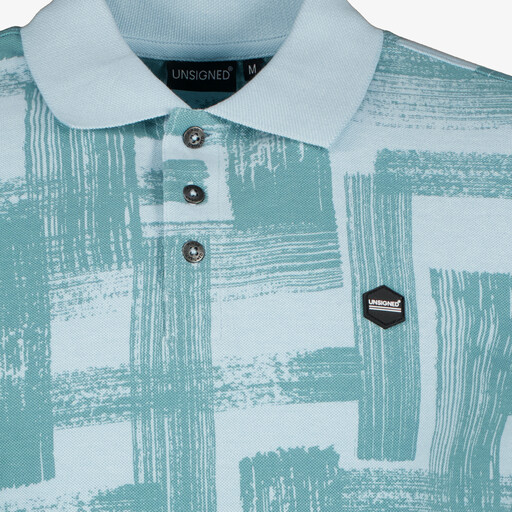 Heren polo met grafische print blauw