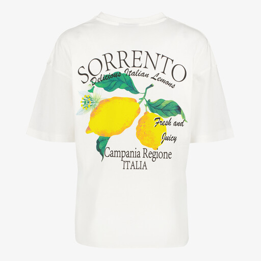 Dames T-shirt met backprint citroen wit