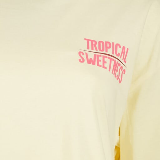 Dames T-shirt met backprint botergeel