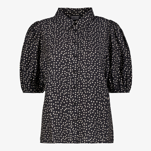 Dames blouse met stipjes zwart wit