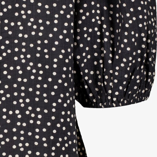 Dames blouse met stipjes zwart wit