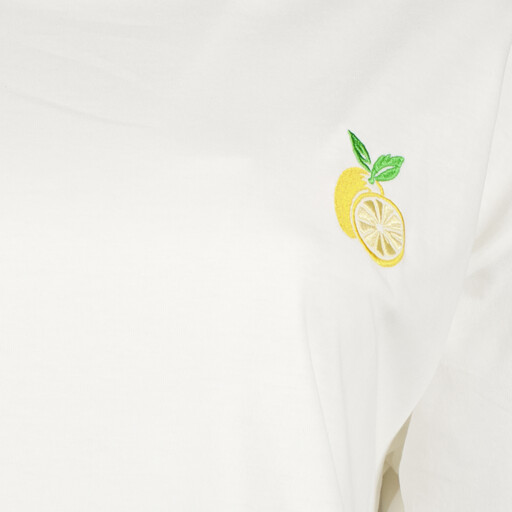 Dames T-shirt met backprint citroen wit