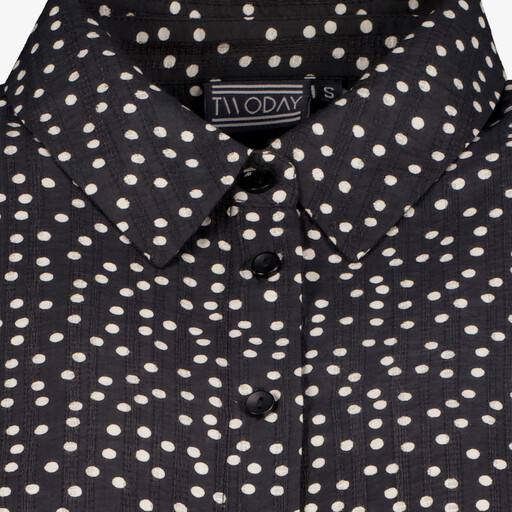 Dames blouse met stipjes zwart wit