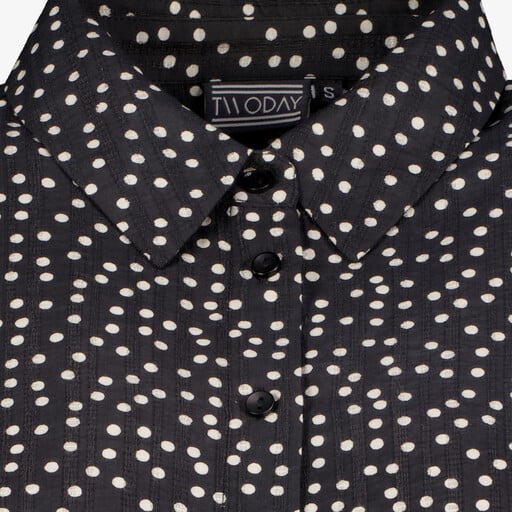 Dames blouse met stipjes zwart wit