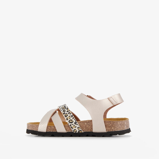 Meisjes sandalen met panterprint details goud