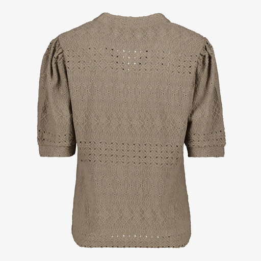 Dames blouse met halflange mouwen bruin