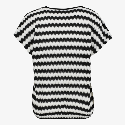 Dames T-shirt met golvend patroon zwart wit