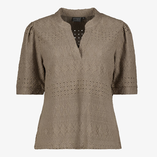 Dames blouse met halflange mouwen bruin