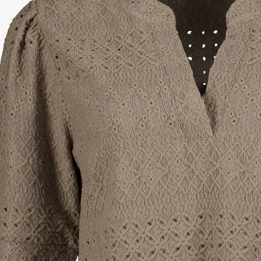 Dames blouse met halflange mouwen bruin