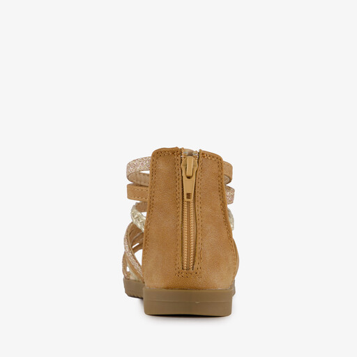 Meisjes sandalen cognac met glitter