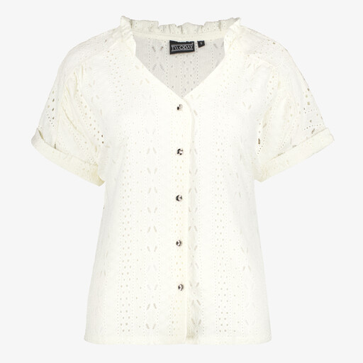 Dames blouse met broderiedetails wit
