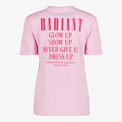 Dames T-shirt met backprint roze
