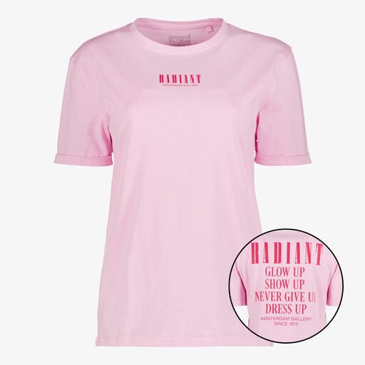 Dames T-shirt met backprint roze