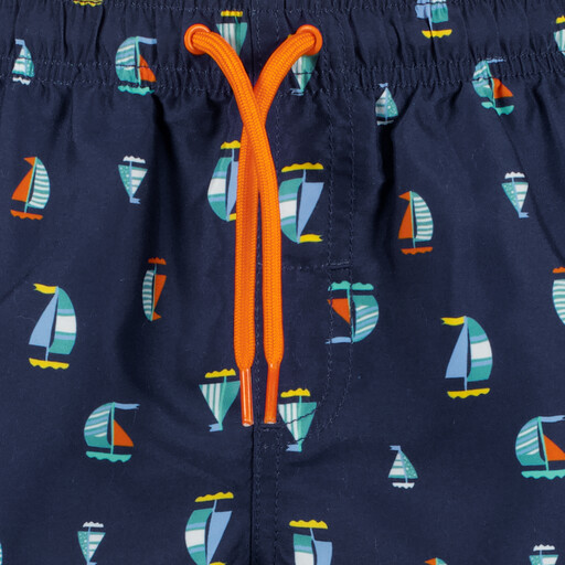 Jongens zwembroek met zeilbootprint blauw