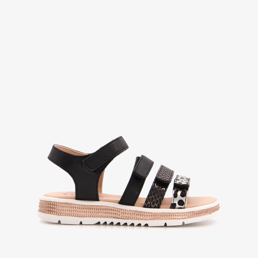 Meisjes sandalen met luipaardprint zwart