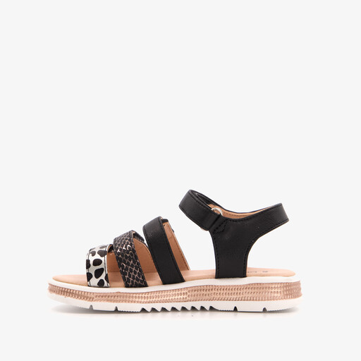 Meisjes sandalen met luipaardprint zwart