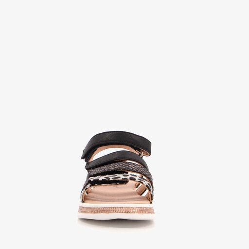 Meisjes sandalen met luipaardprint zwart