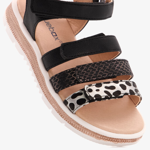 Meisjes sandalen met luipaardprint zwart