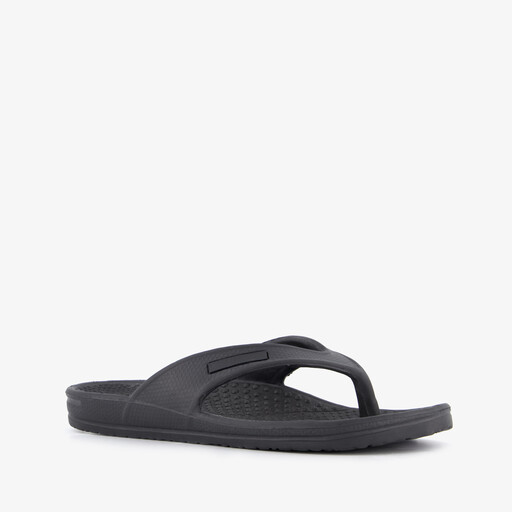 Dames teenslippers met nopjes voetbed zwart