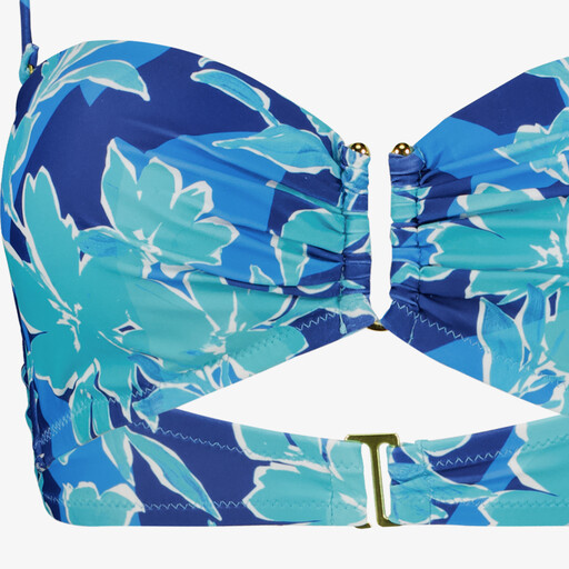 Dames bikinitop met bloemenprint blauw