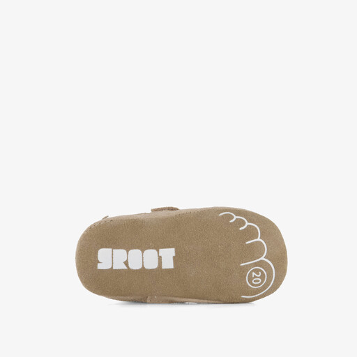 Suede babyschoenen met panterprint details beige