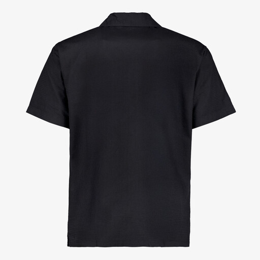 Heren resort shirt overhemd korte mouw zwart