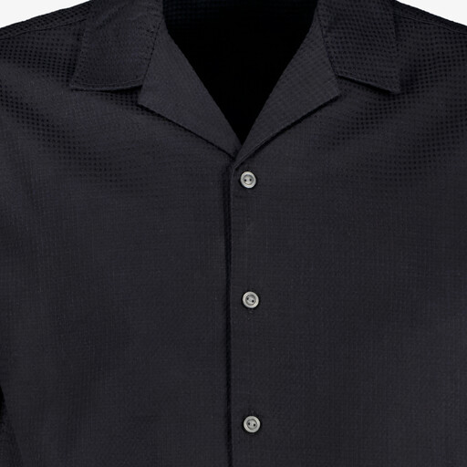 Heren resort shirt overhemd korte mouw zwart