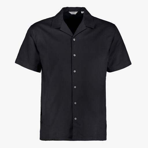 JJ Rebel heren resort shirt overhemd korte mouw zwart