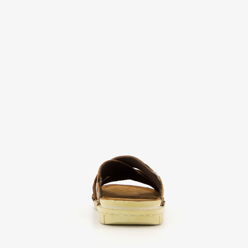 Leren heren slippers bruin
