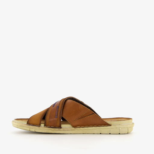 Leren heren slippers bruin
