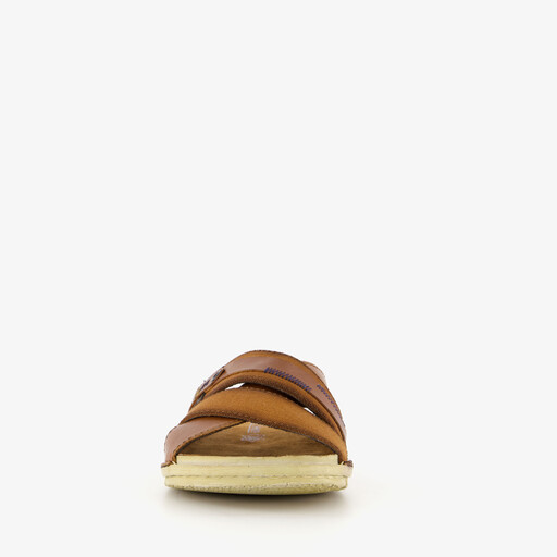 Leren heren slippers bruin