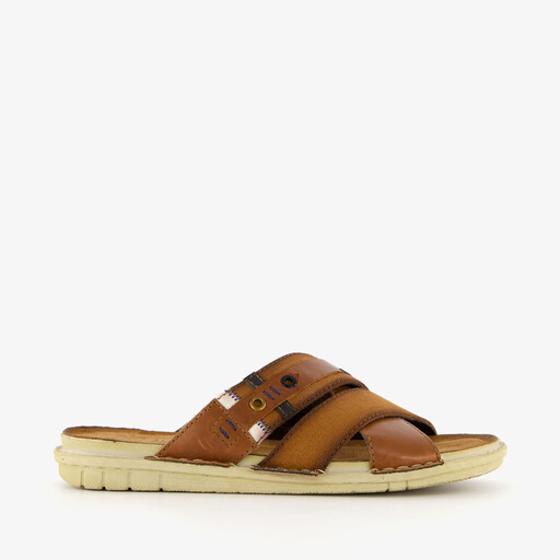 Leren heren slippers bruin
