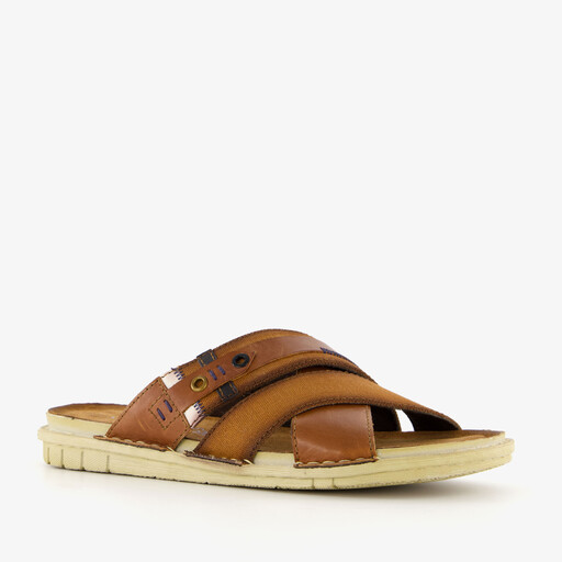 Leren heren slippers bruin