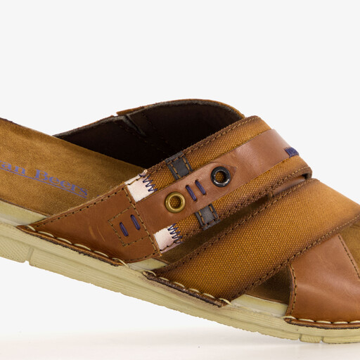 Leren heren slippers bruin