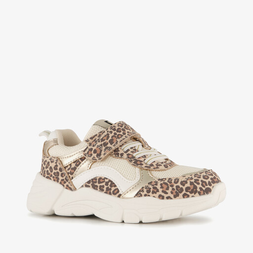 Meisjes sneakers met panterprint wit