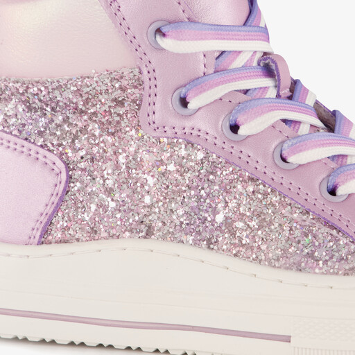 Hoge meisjes sneakers met glitters paars