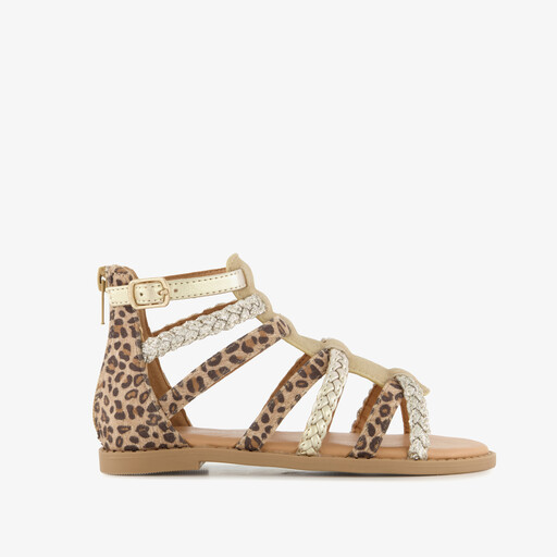 Blue Bos meisjes sandalen met panterprint en glitters bruin