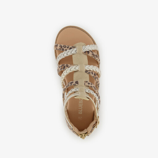 Blue Bos meisjes sandalen met panterprint en glitters bruin