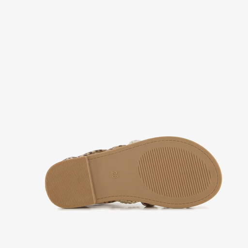 Blue Bos meisjes sandalen met panterprint en glitters bruin
