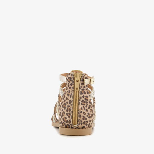 Blue Bos meisjes sandalen met panterprint en glitters bruin