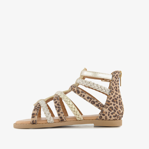 Blue Bos meisjes sandalen met panterprint en glitters bruin