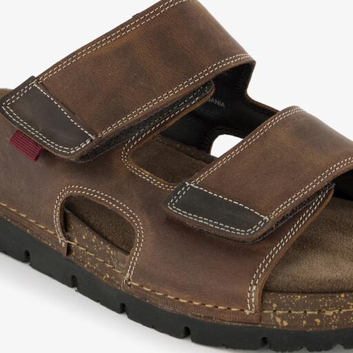 Leren heren slippers bruin