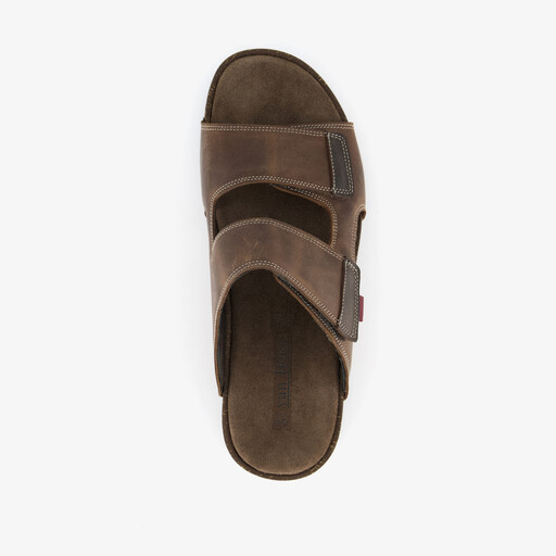 Leren heren slippers bruin