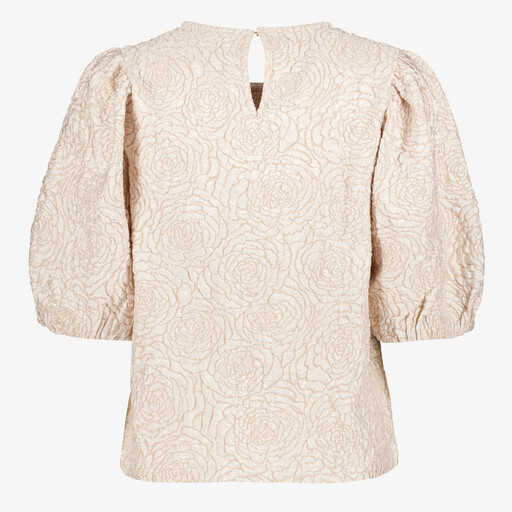 Dames top met pofmouwen beige