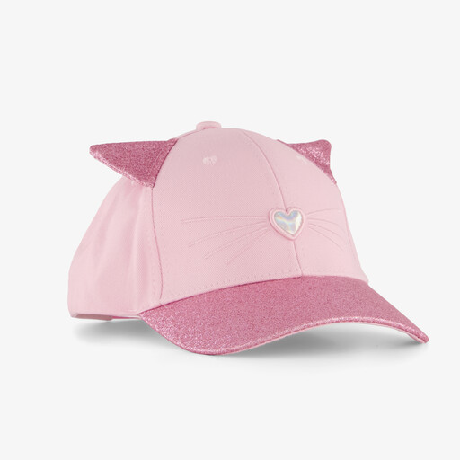Meisjes pet met kattenoortjes roze