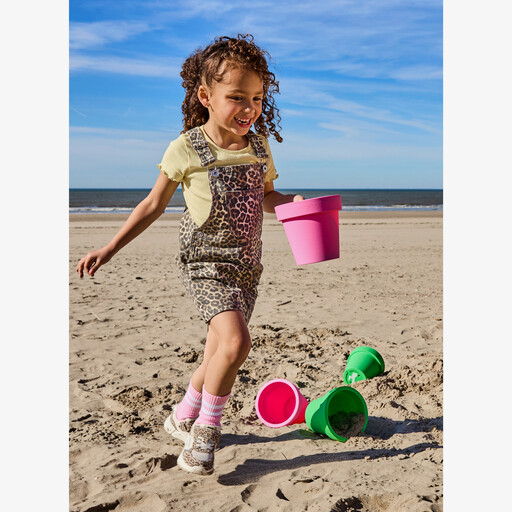 Meisjes rib T-shirt met ruches geel