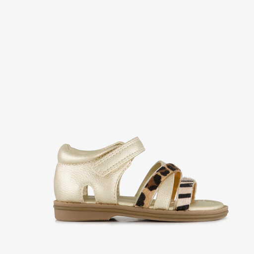 Meisjes sandalen met dierenprint goud