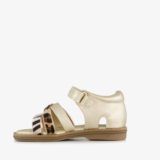 Meisjes sandalen met dierenprint goud